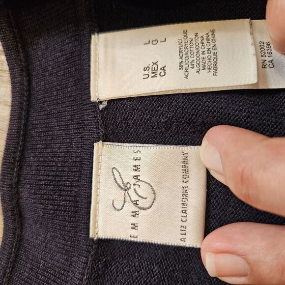 Emma James Sweater Womens Size L Beaded Embroidered Collared Boho Cottage - Picture 7 of 9